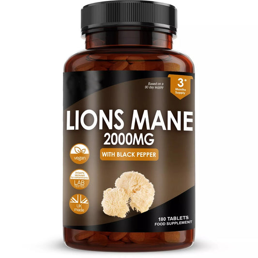Lions Mane Mushroom 2000mg – 180 High Strength Tablets