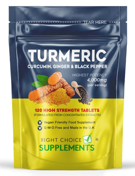 Turmeric Tablets 4000mg + Ginger + Black Pepper | 120 Tablets