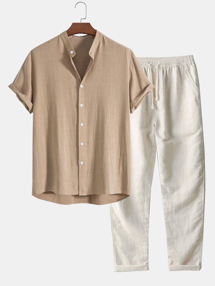 Short Sleeve Shirt and Pants Set | Men's Casual Two Piece Outfit