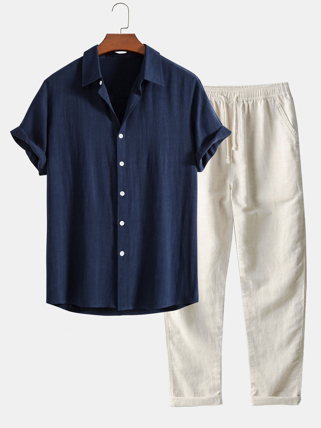 Short Sleeve Shirt and Pants Set | Men's Casual Two Piece Outfit