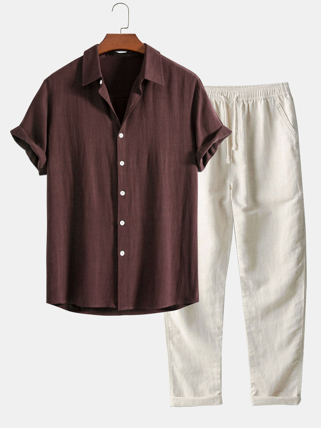 Short Sleeve Shirt and Pants Set | Men's Casual Two Piece Outfit