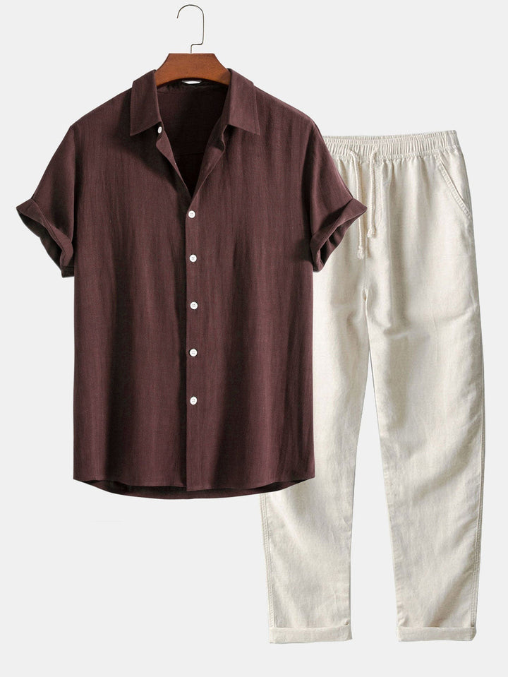 Short Sleeve Shirt and Pants Set | Men's Casual Two Piece Outfit