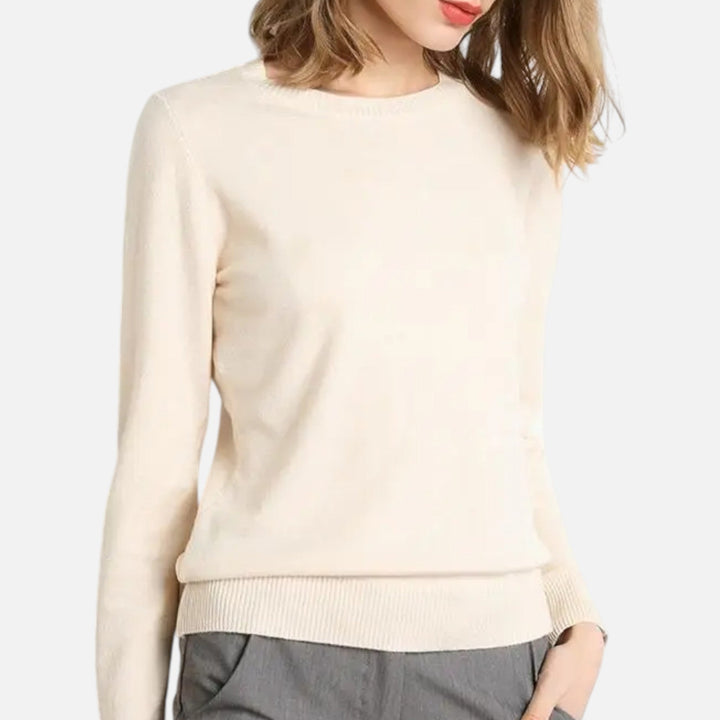 Joneex | Women’s Merino Wool Sweater – Timeless O-Neck Elegance