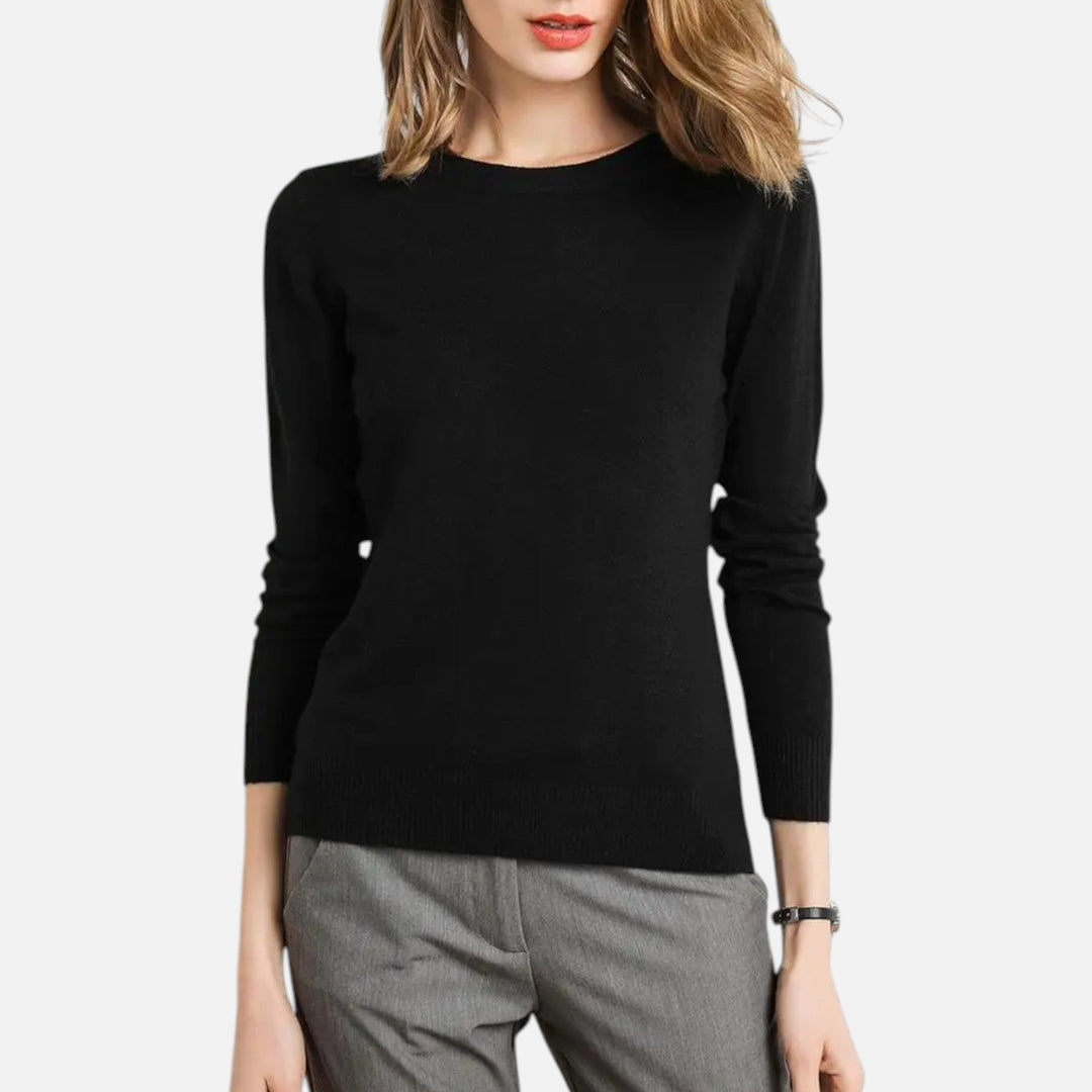 Joneex | Women’s Merino Wool Sweater – Timeless O-Neck Elegance
