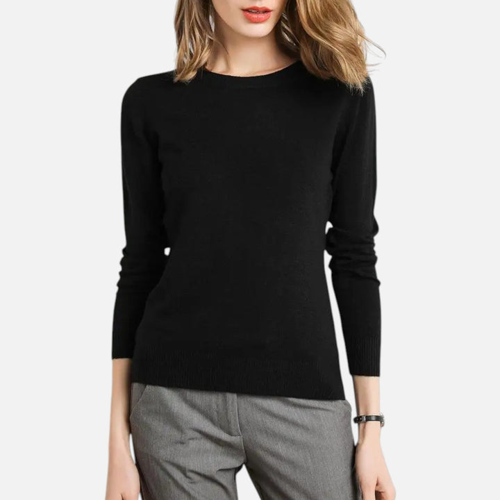Joneex | Women’s Merino Wool Sweater – Timeless O-Neck Elegance