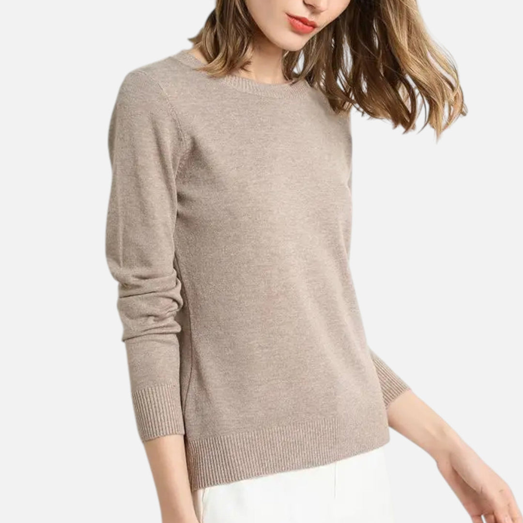 Joneex | Women’s Merino Wool Sweater – Timeless O-Neck Elegance