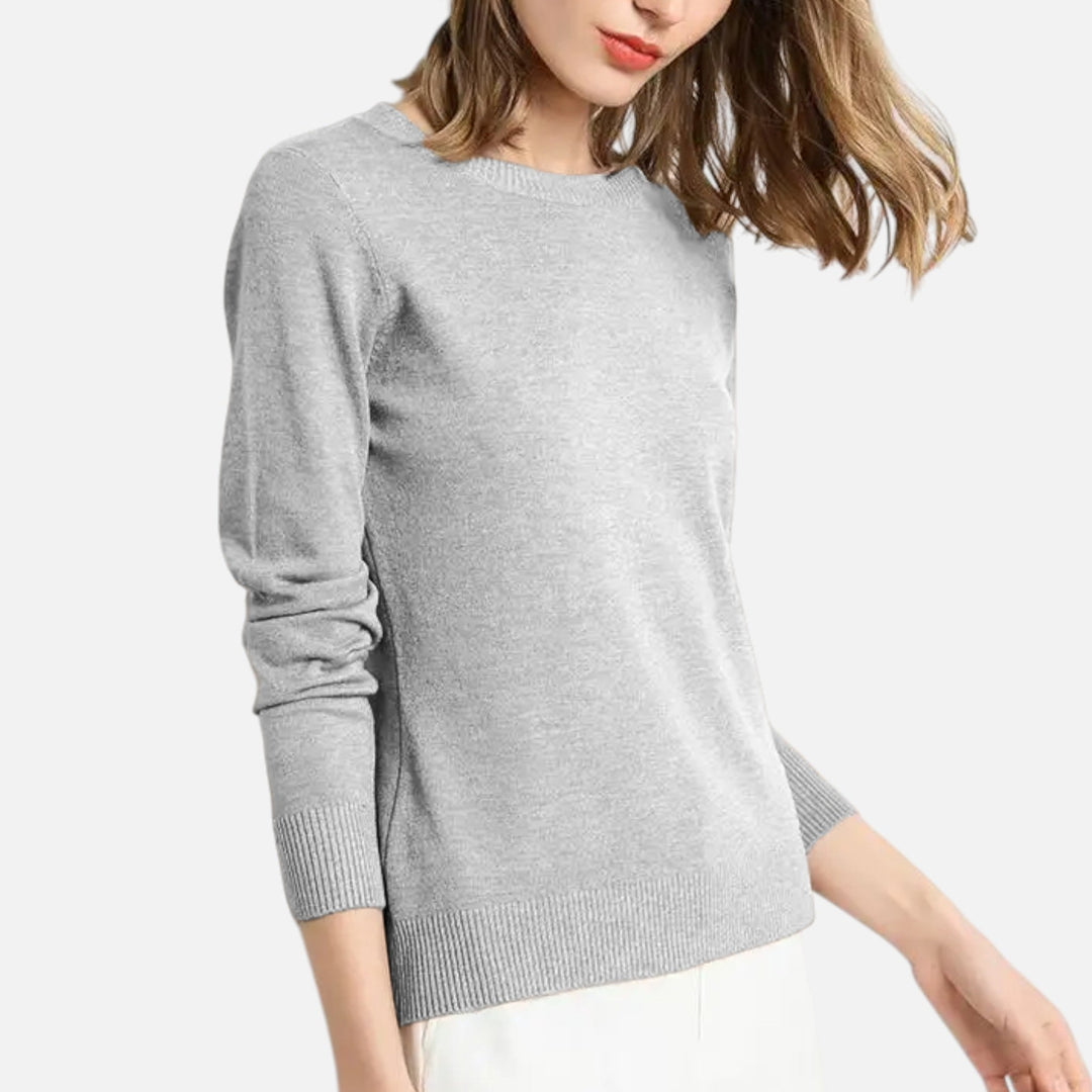 Joneex | Women’s Merino Wool Sweater – Timeless O-Neck Elegance