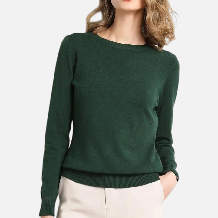 Joneex | Women’s Merino Wool Sweater – Timeless O-Neck Elegance