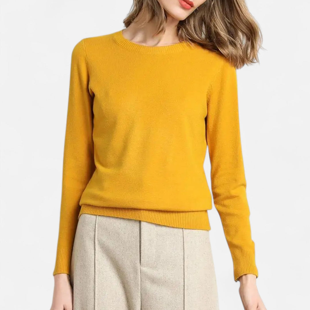 Joneex | Women’s Merino Wool Sweater – Timeless O-Neck Elegance