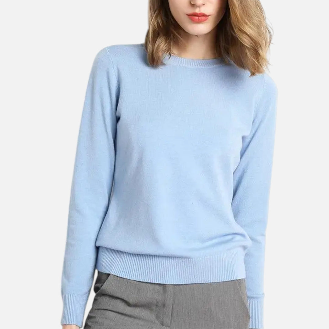 Joneex | Women’s Merino Wool Sweater – Timeless O-Neck Elegance