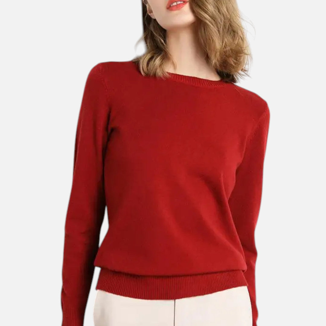 Joneex | Women’s Merino Wool Sweater – Timeless O-Neck Elegance
