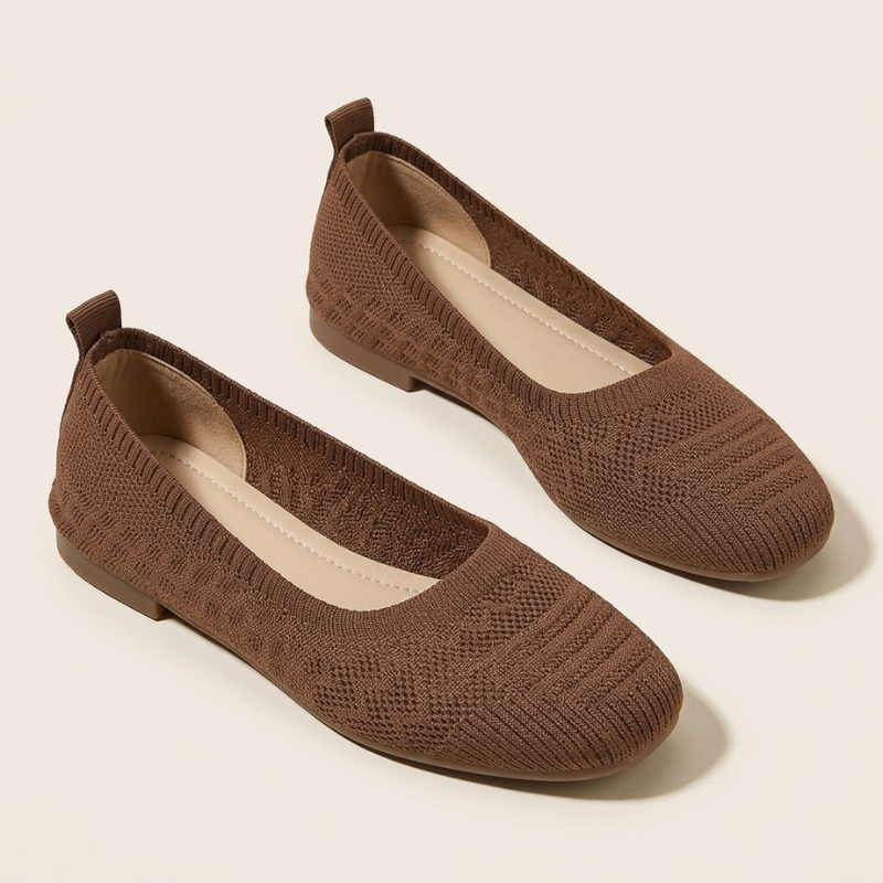Women’s Knit Ballerina Shoes – Comfortable Slip-On Flats