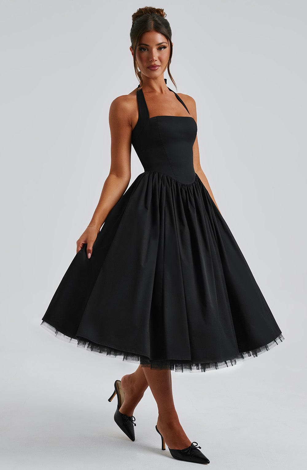 Ivy | Women Wedding Guest Halter Midi Dress