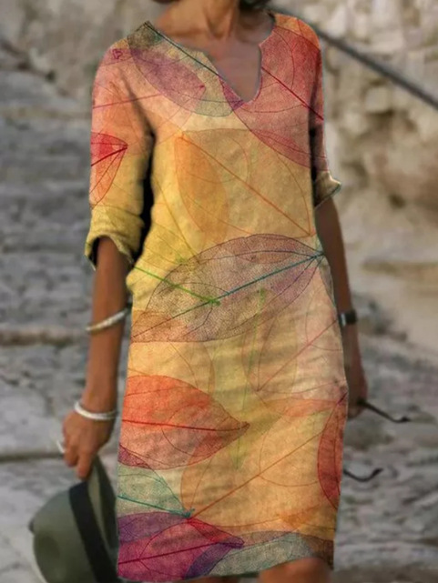Caroline | Women Printed V Neck Midi Dress