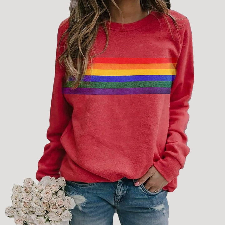 Maria | Women’s Spring Rainbow Stripe Casual Sweatshirt
