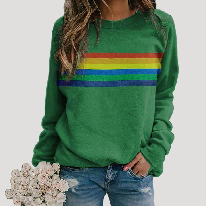 Maria | Women’s Spring Rainbow Stripe Casual Sweatshirt