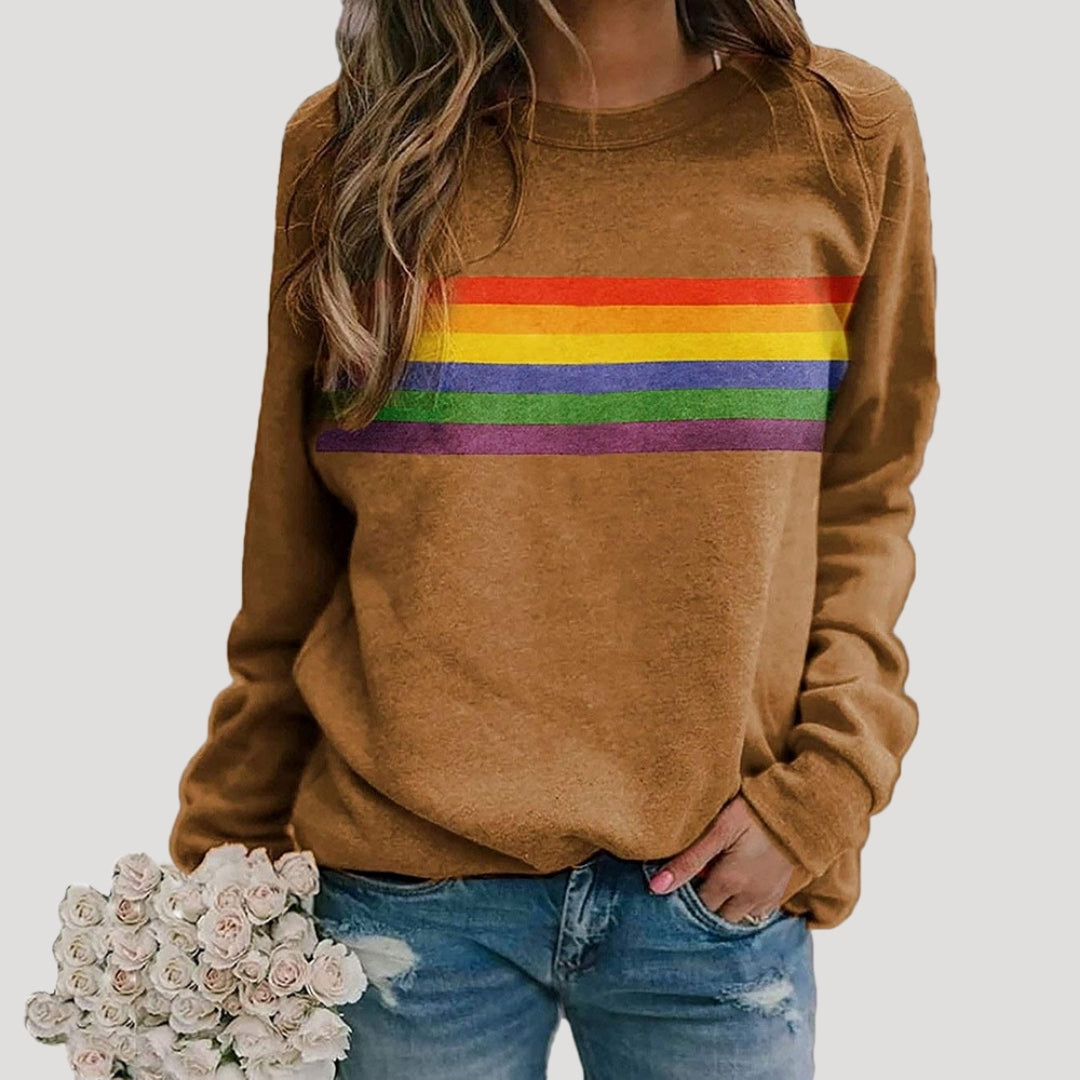 Maria | Women’s Spring Rainbow Stripe Casual Sweatshirt