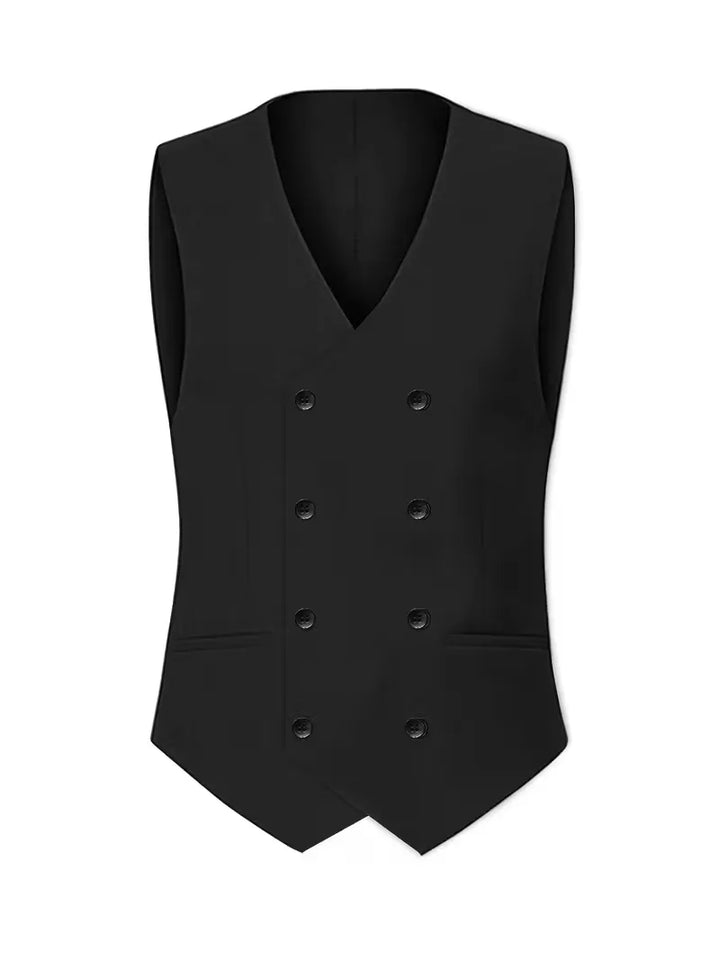 Slim Fit Double-Breasted Three-Piece Suit Set with Waistcoat for Men