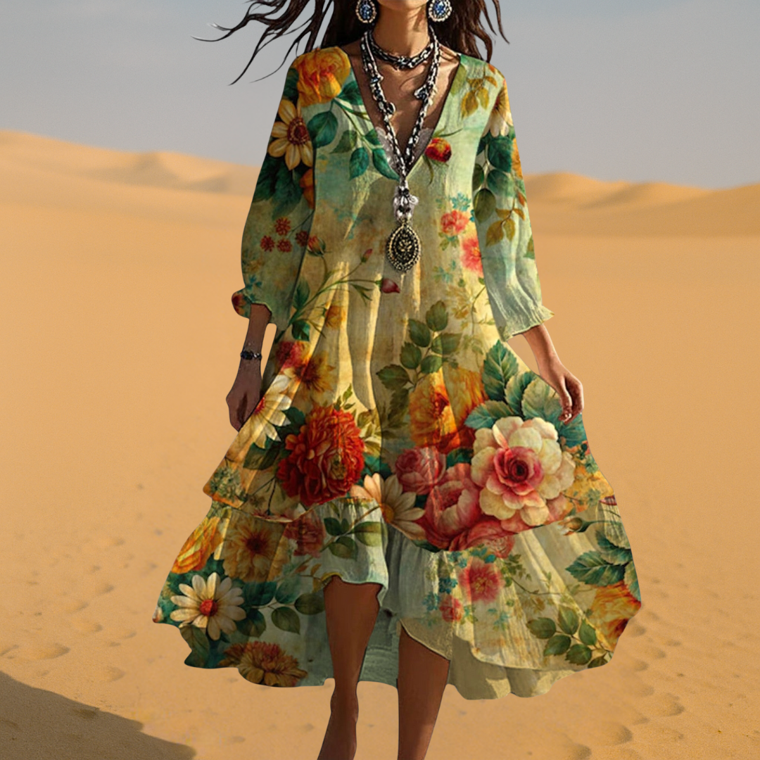 Abigail | Women Vintage Boho V-Neck Summer Dress