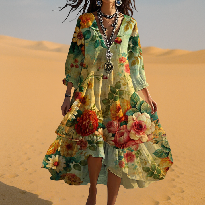 Abigail | Women Vintage Boho V-Neck Summer Dress