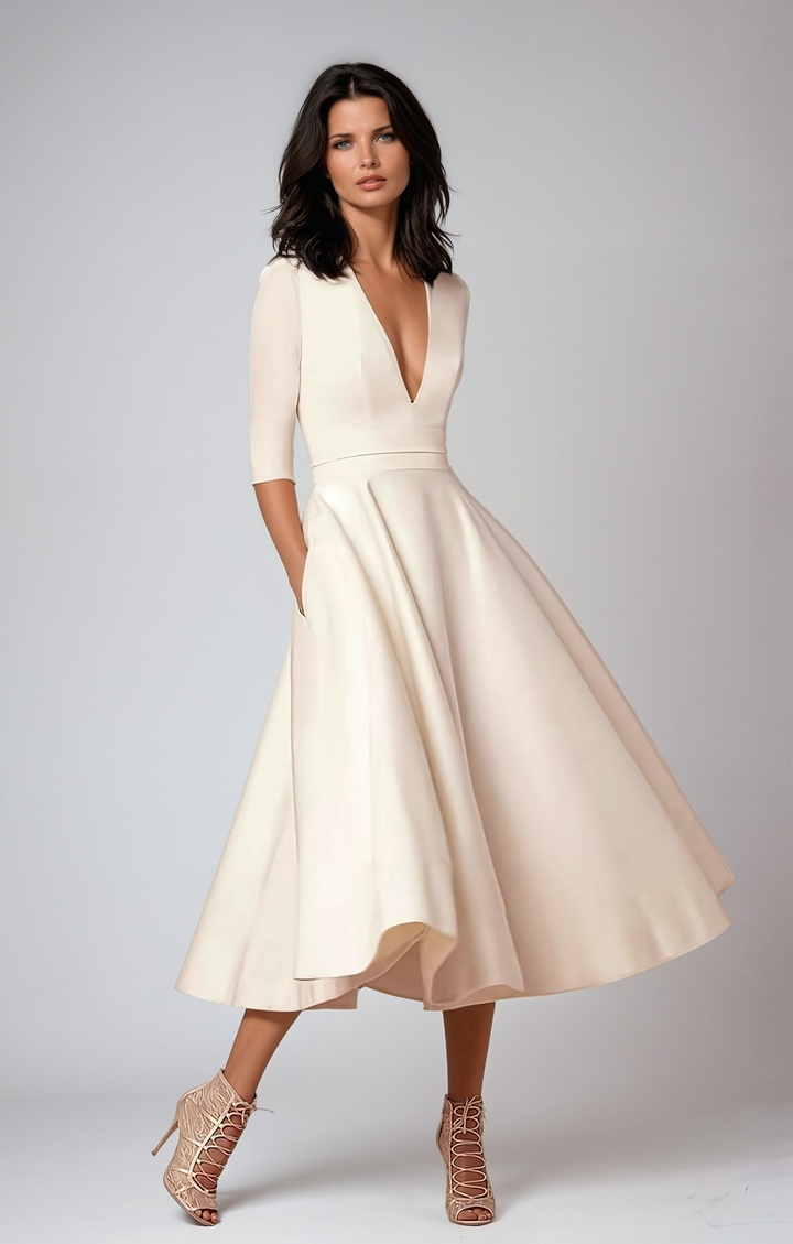Grace | Women Wedding Guest Flared Midi Dress