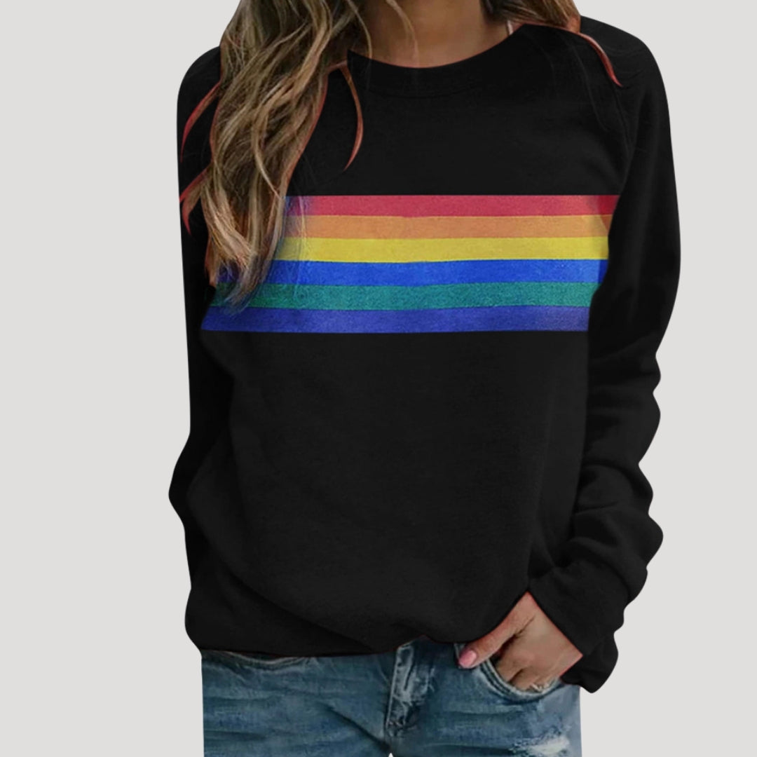 Maria | Women’s Spring Rainbow Stripe Casual Sweatshirt