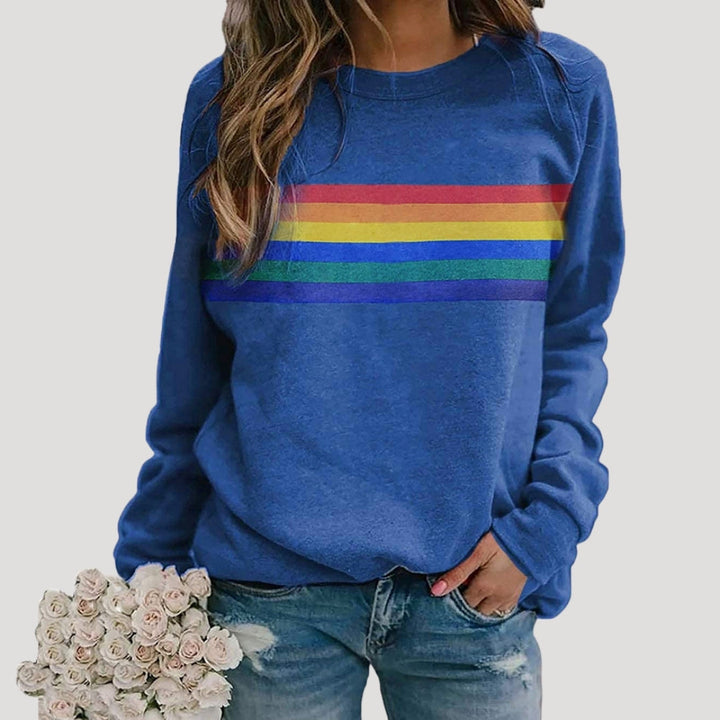 Maria | Women’s Spring Rainbow Stripe Casual Sweatshirt