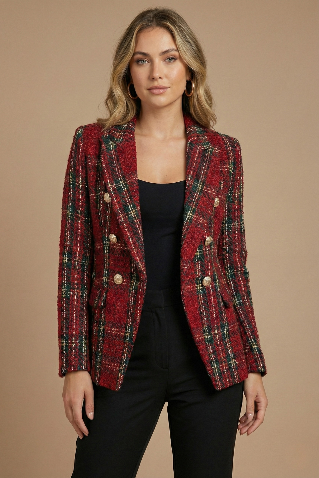 Amelia | Women’s Check Double Breasted Blazer Jacket