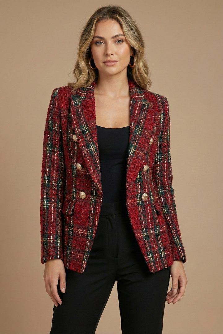 Amelia | Women’s Check Double Breasted Blazer Jacket
