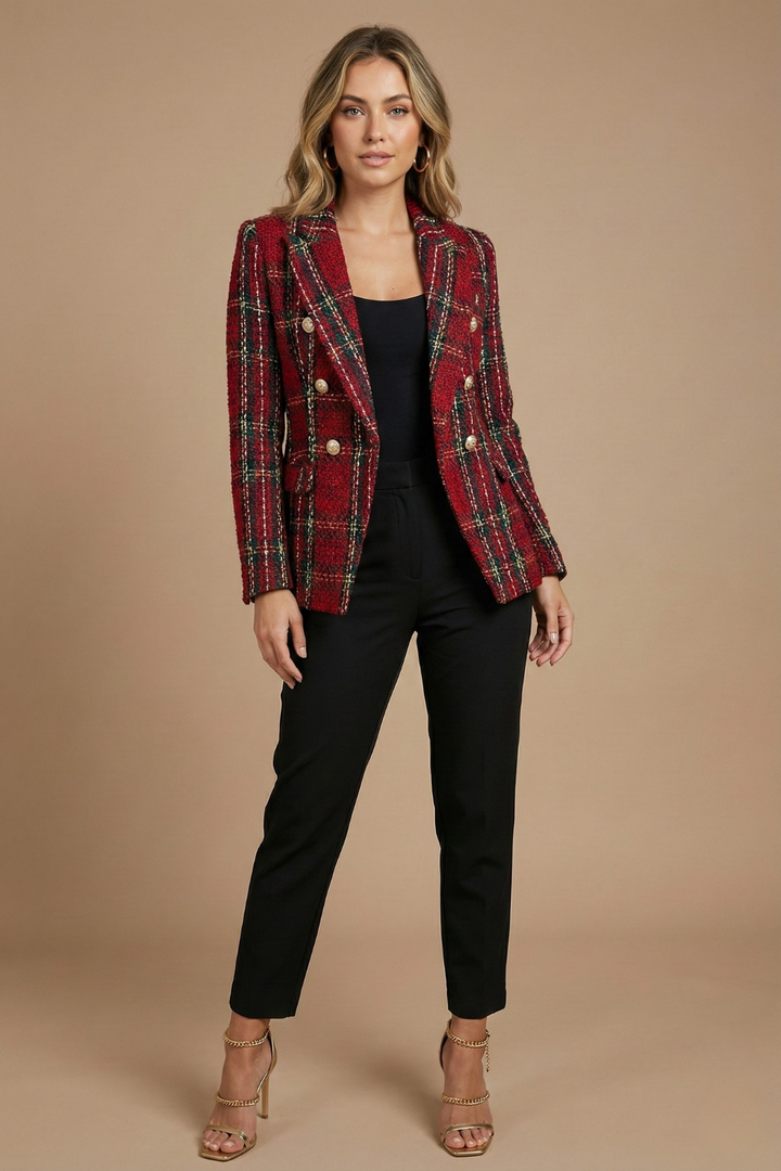 Amelia | Women’s Check Double Breasted Blazer Jacket