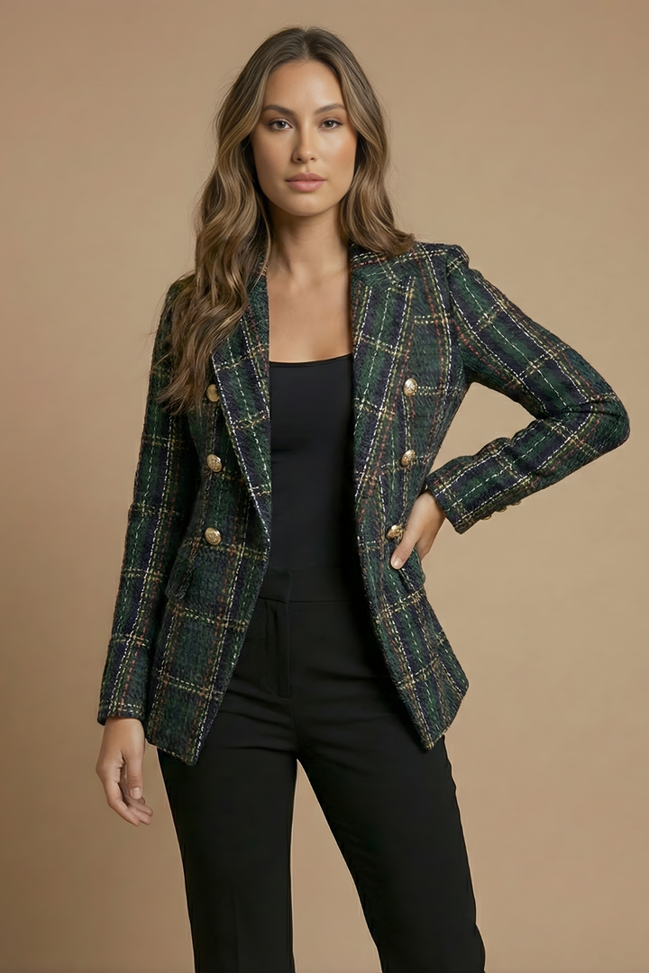 Amelia | Women’s Check Double Breasted Blazer Jacket