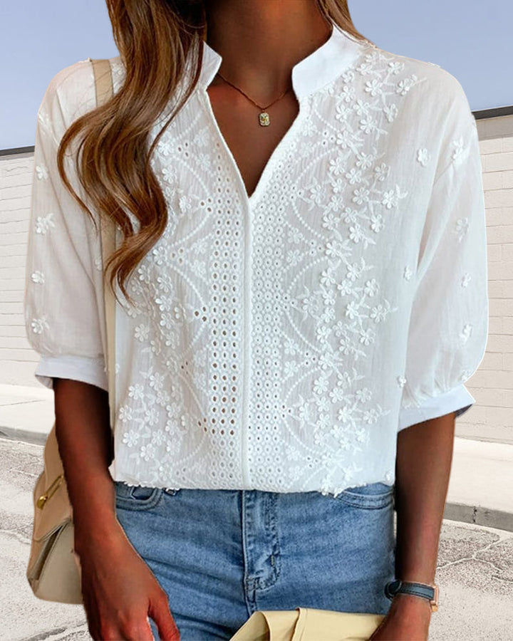 Beatrice | Women V Neck Puff Sleeve Blouse