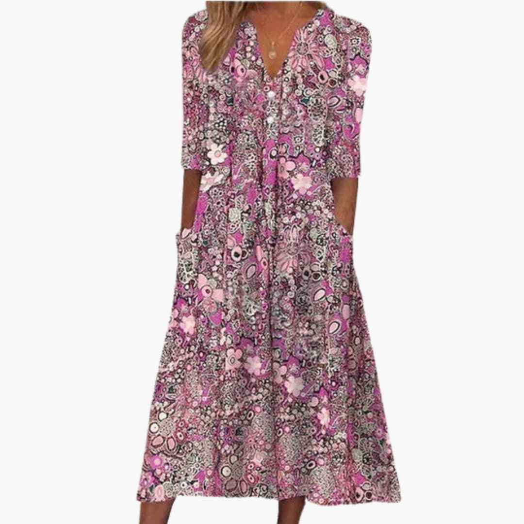 Women’s Midi Dress with Flowy Boho Fit