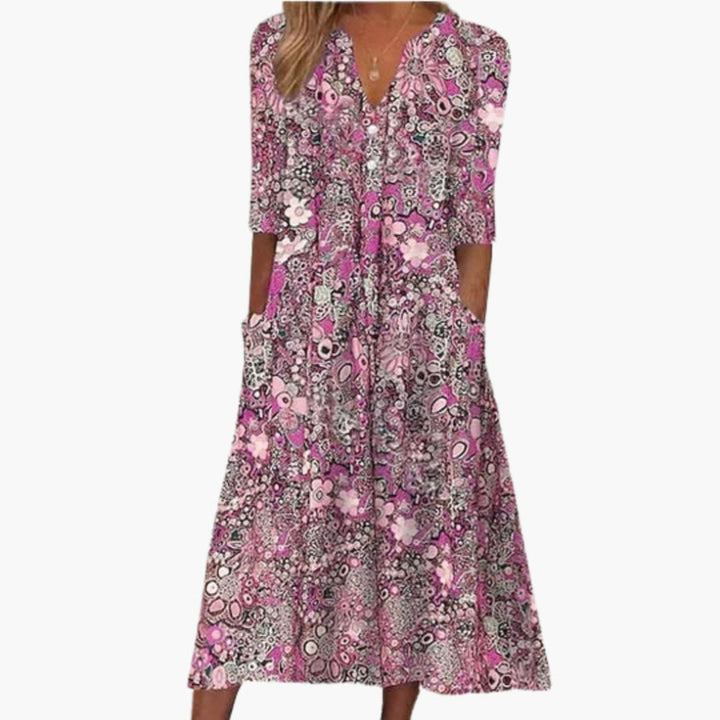 Women’s Midi Dress with Flowy Boho Fit