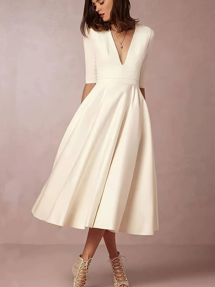 Grace | Women Wedding Guest Flared Midi Dress