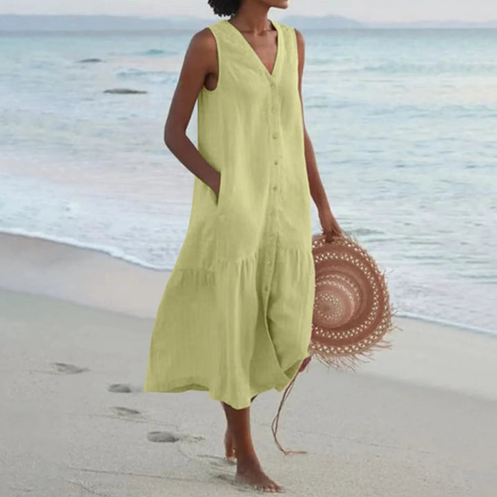 Clara | Summer Dress with Button Placket for Women | Midi