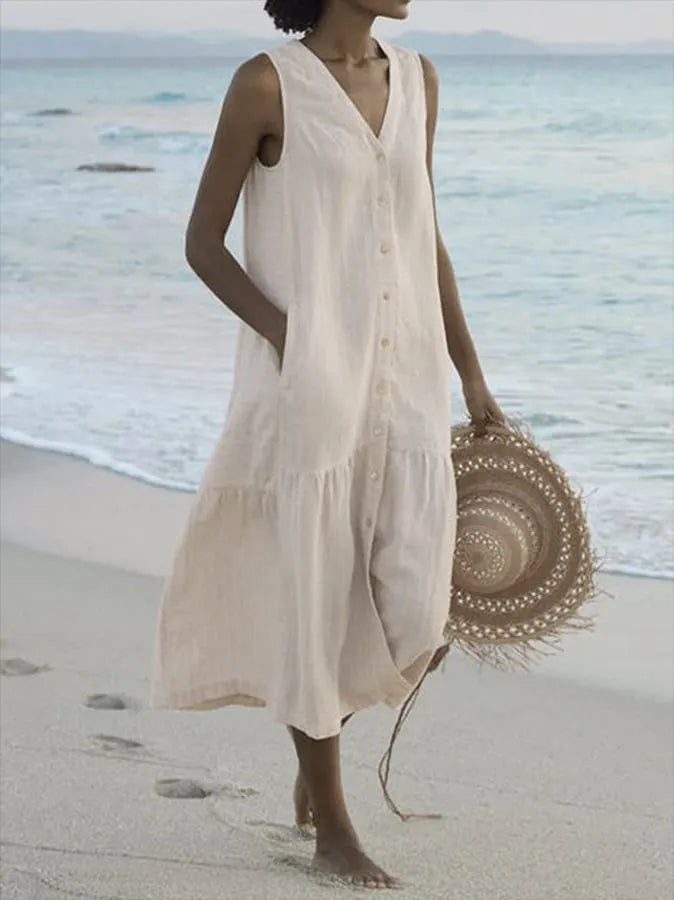 Clara | Summer Dress with Button Placket for Women | Midi