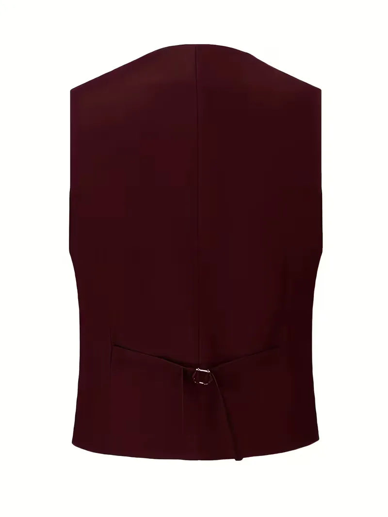 Slim Fit Double-Breasted Three-Piece Suit Set with Waistcoat for Men