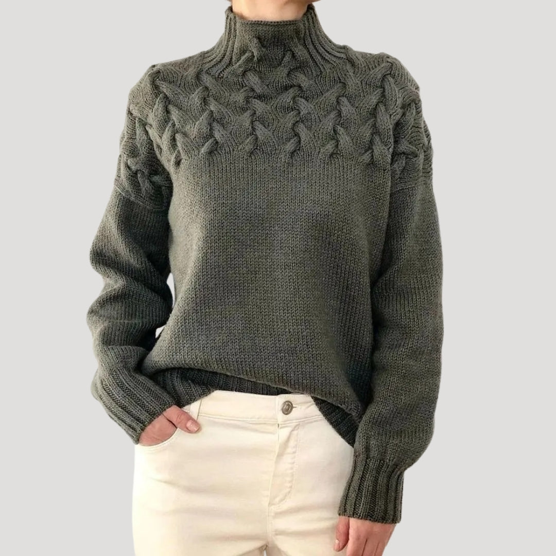Isabel | Women’s Spring Cable High-Neck Sweater
