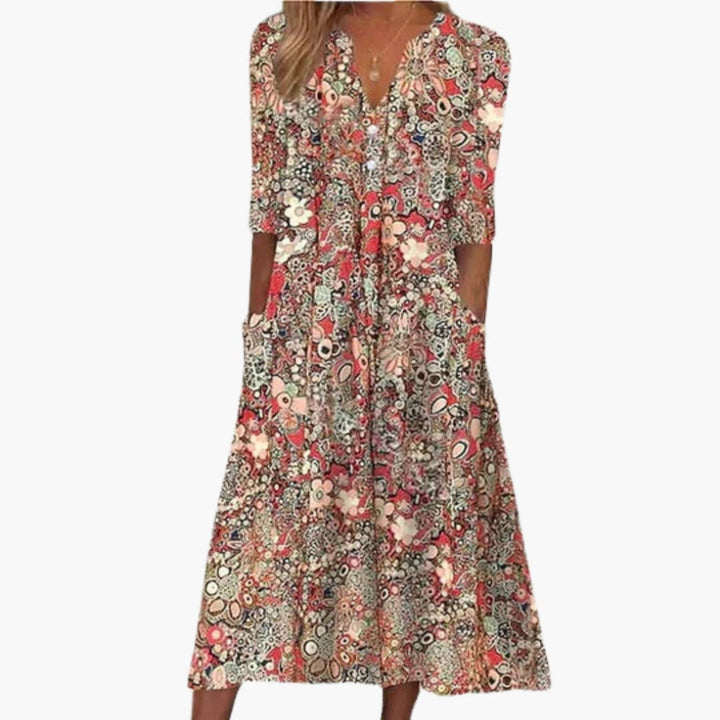 Women’s Midi Dress with Flowy Boho Fit