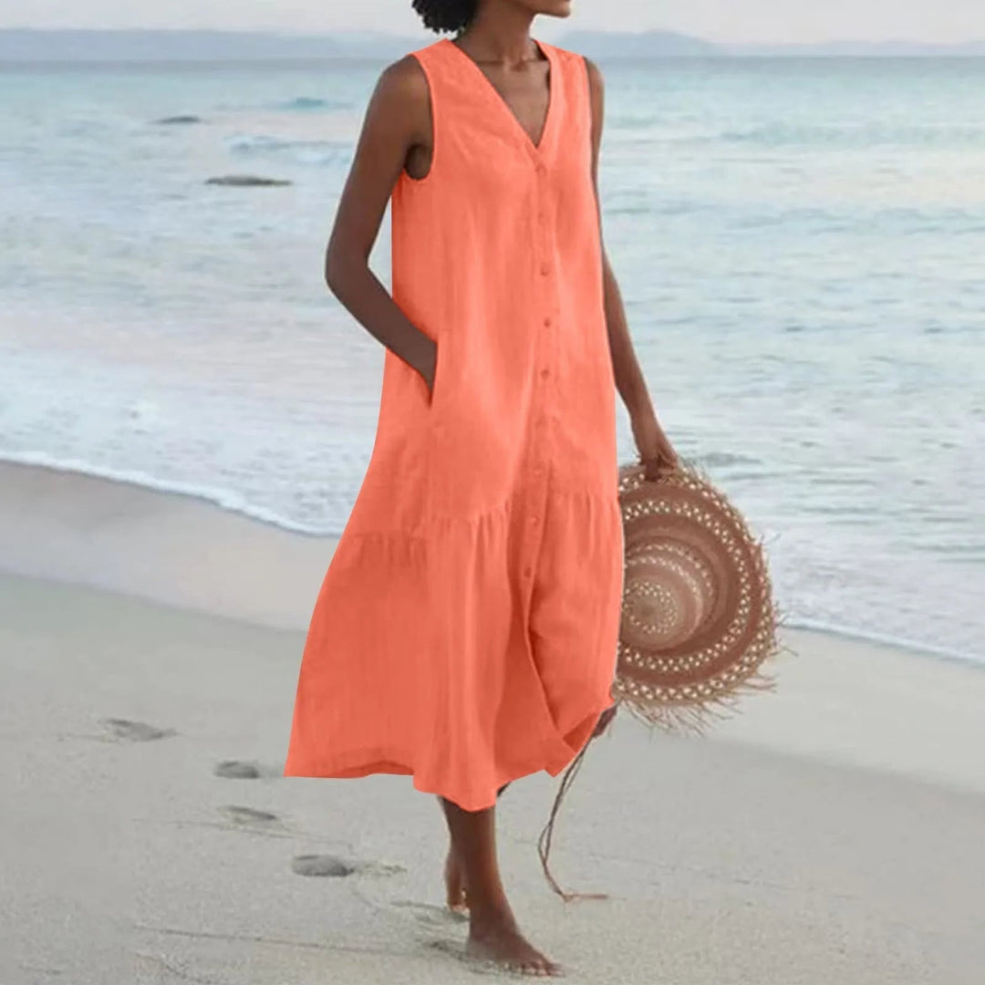Clara | Summer Dress with Button Placket for Women | Midi