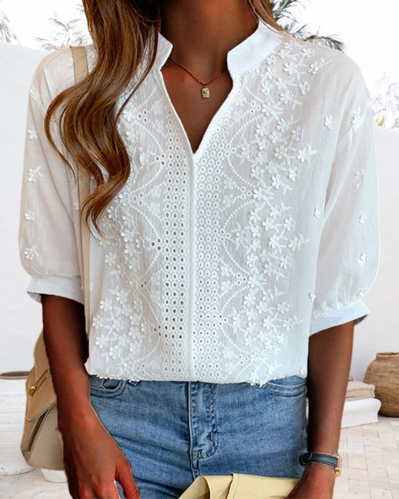 Beatrice | Women V Neck Puff Sleeve Blouse