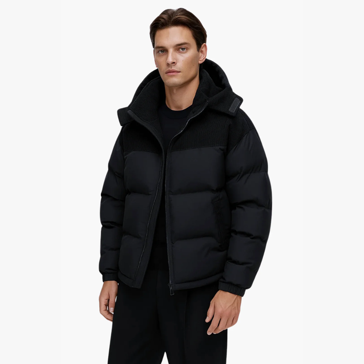 Mason Insulated Hooded Puffer Jacket – Stylish Winter Coat for Men Black