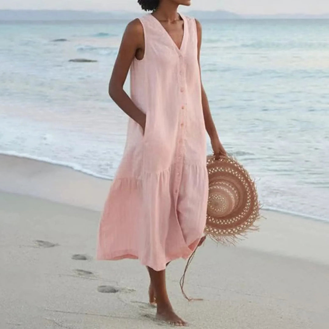 Clara | Summer Dress with Button Placket for Women | Midi
