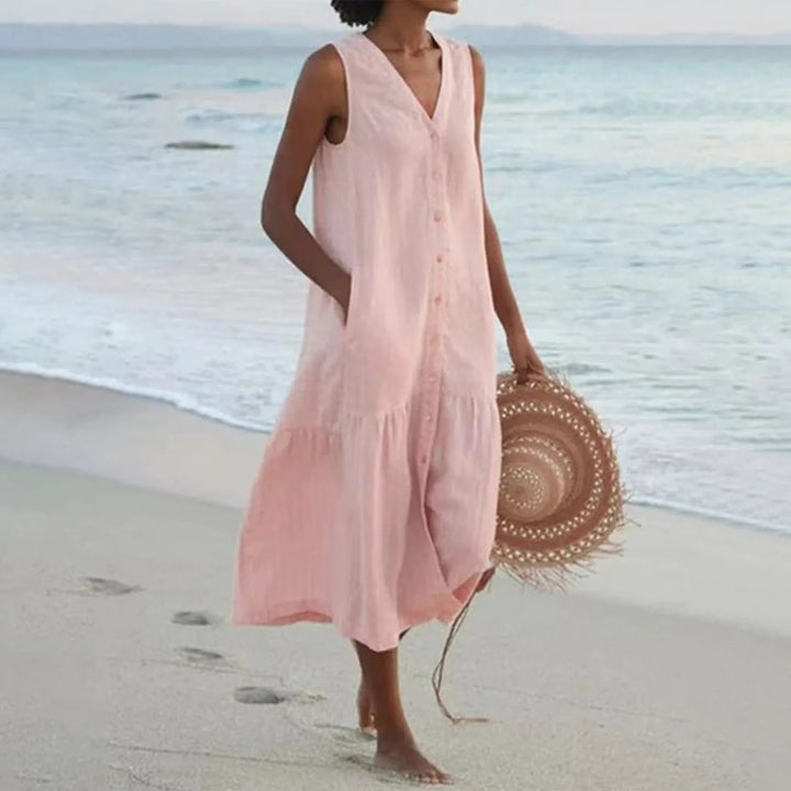 Clara | Summer Dress with Button Placket for Women | Midi