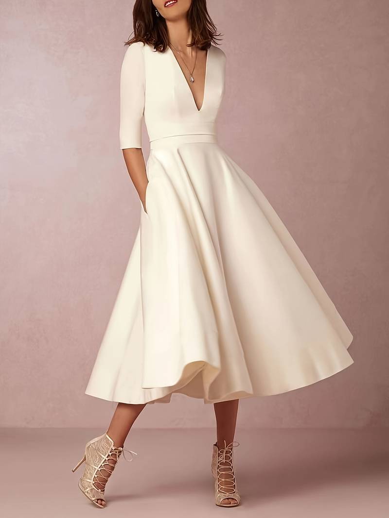 Grace | Women Wedding Guest Flared Midi Dress