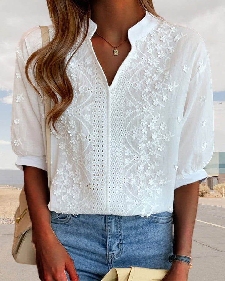 Beatrice | Women V Neck Puff Sleeve Blouse