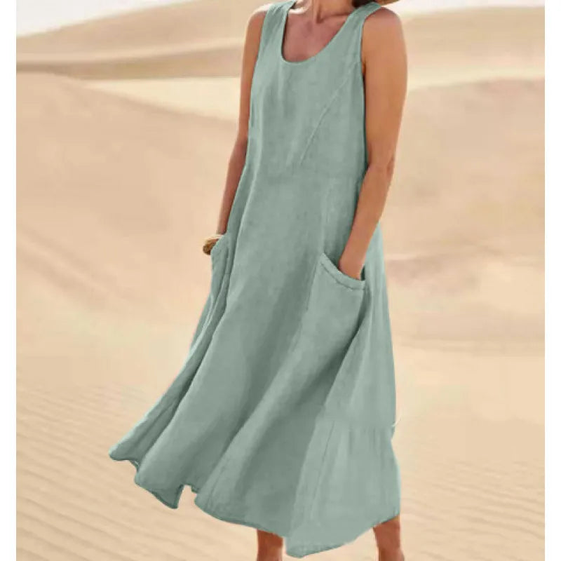 Alice | Summer Dress with Round Neckline for Women | Midi