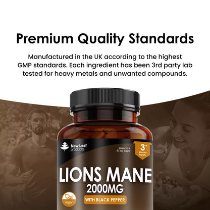 Lions Mane Mushroom 2000mg – 180 High Strength Tablets