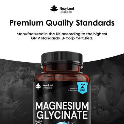 Magnesium Glycinate Capsules High Strength 1040mg Fatigue Bone Health 120 caps
